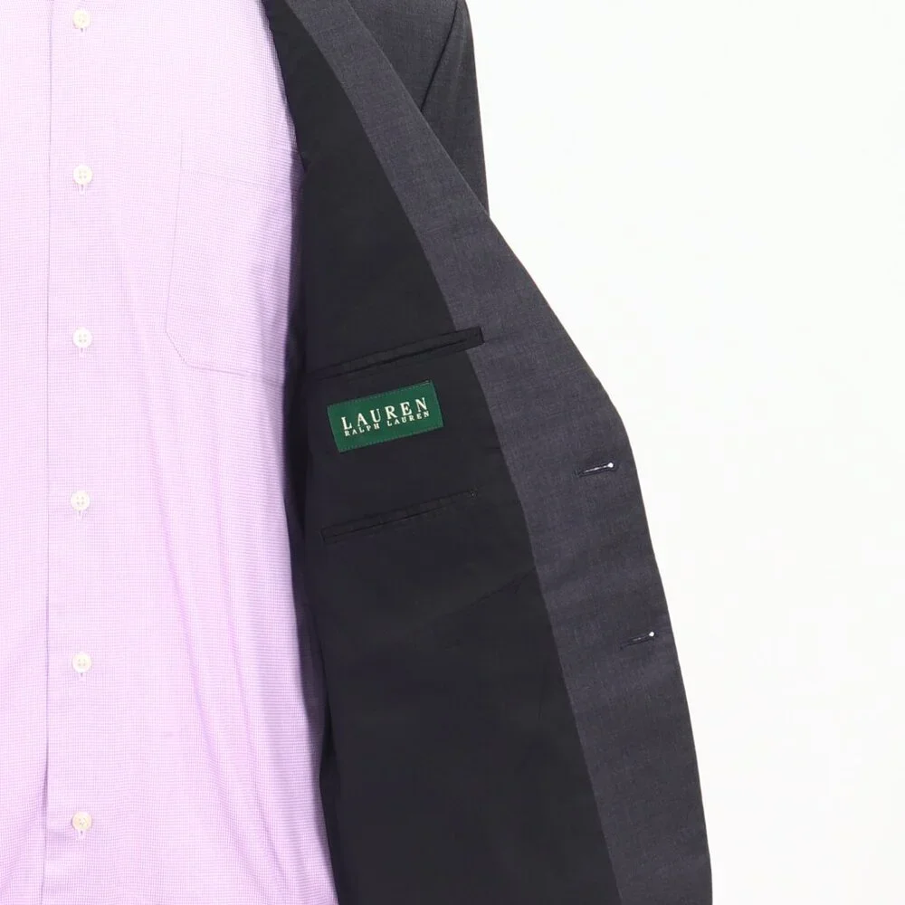 Ralph Lauren 44R Gray Blazer Sport Coat Jacket 2-Button Solid T428